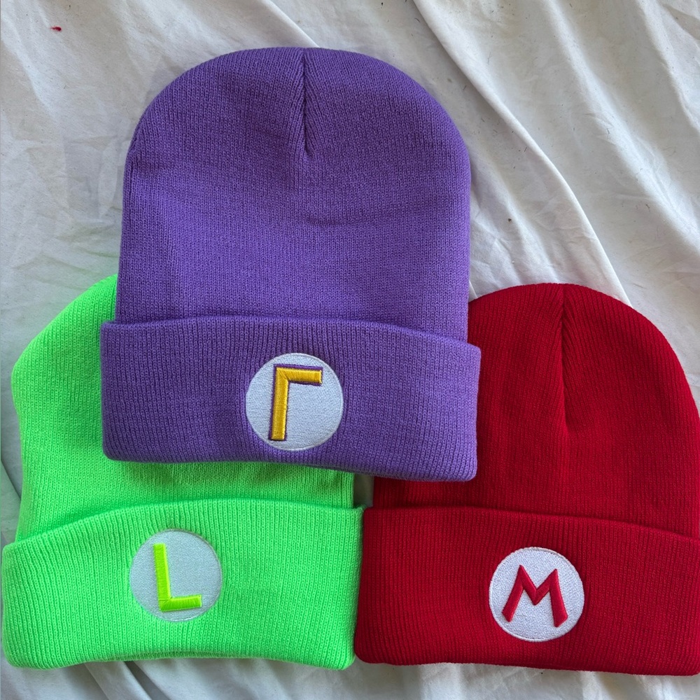 Super Mario bros 3 beanie set Mario Luigi waluigi brand new Nintendo style